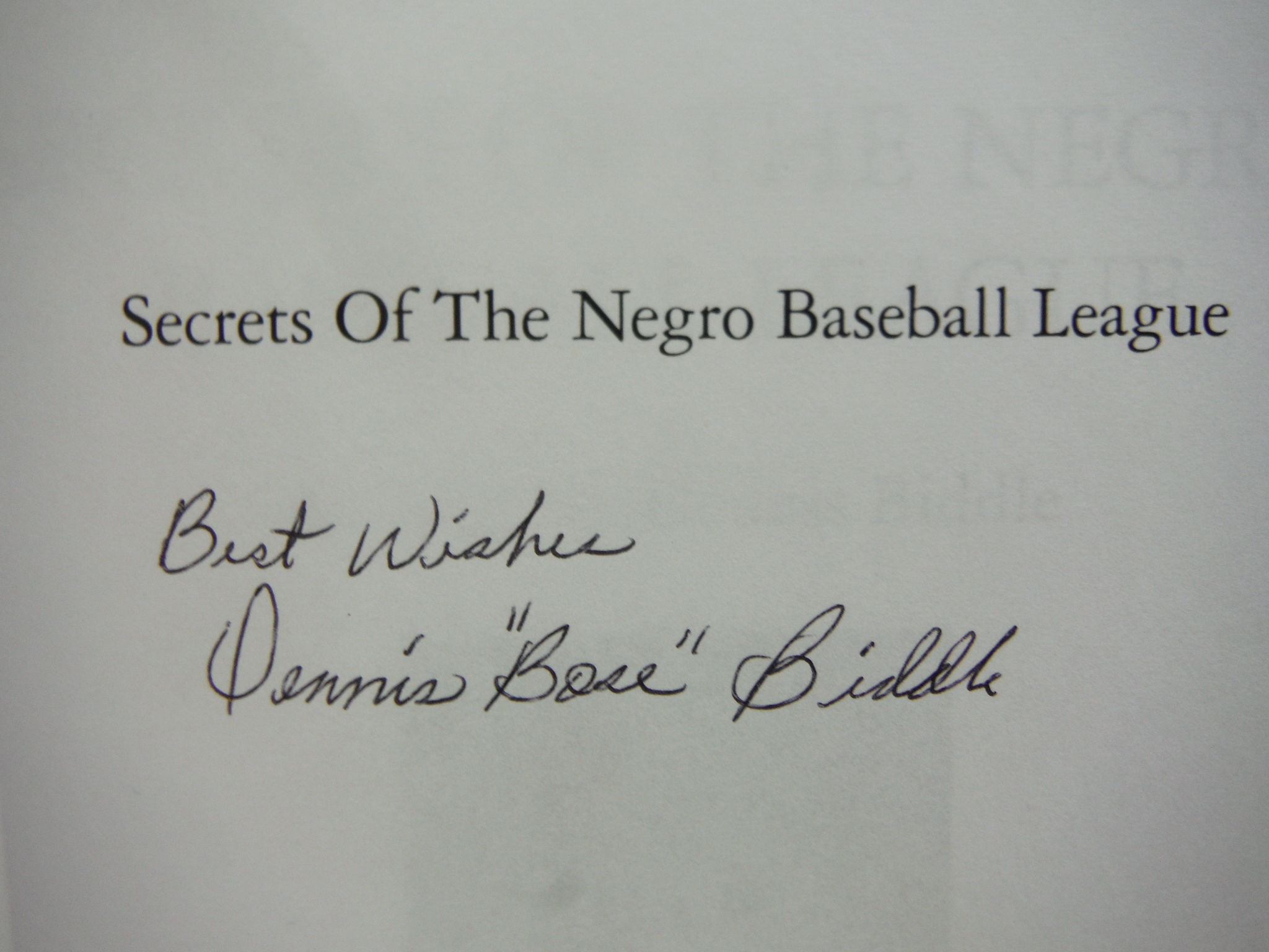 Image 1 of Secrets of the Negro Baseball League: As Told By Dennis Biddle