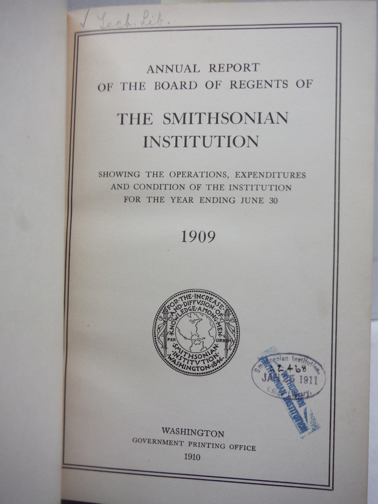 Image 1 of Annual report of the Board of Regents of the Smithsonian Institution, showing th