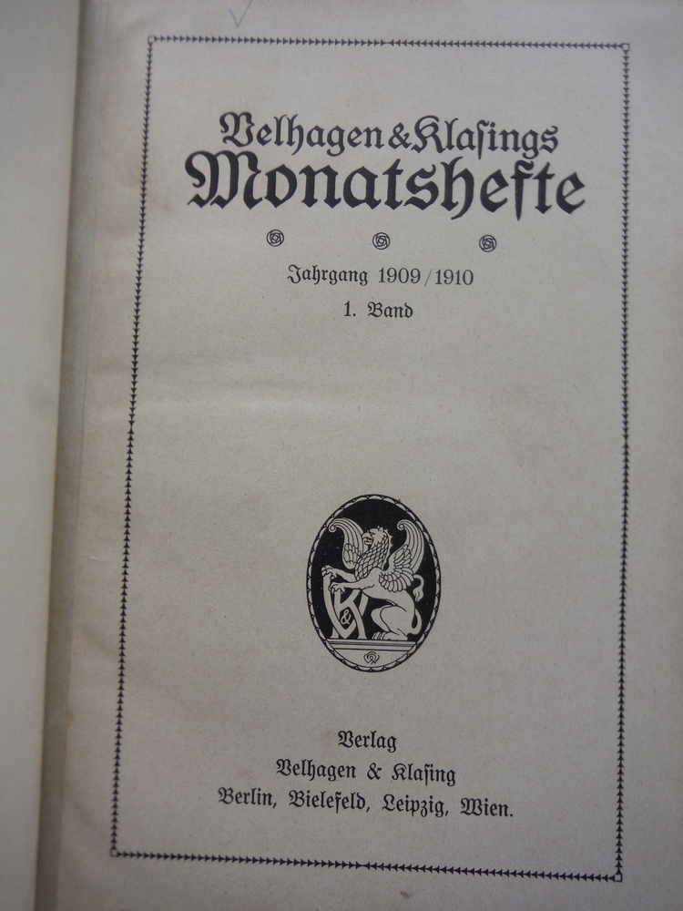 Image 1 of Velhagen & Klasings Monatshefte - XXIV Jahrgang 1909/1910 -1. Band