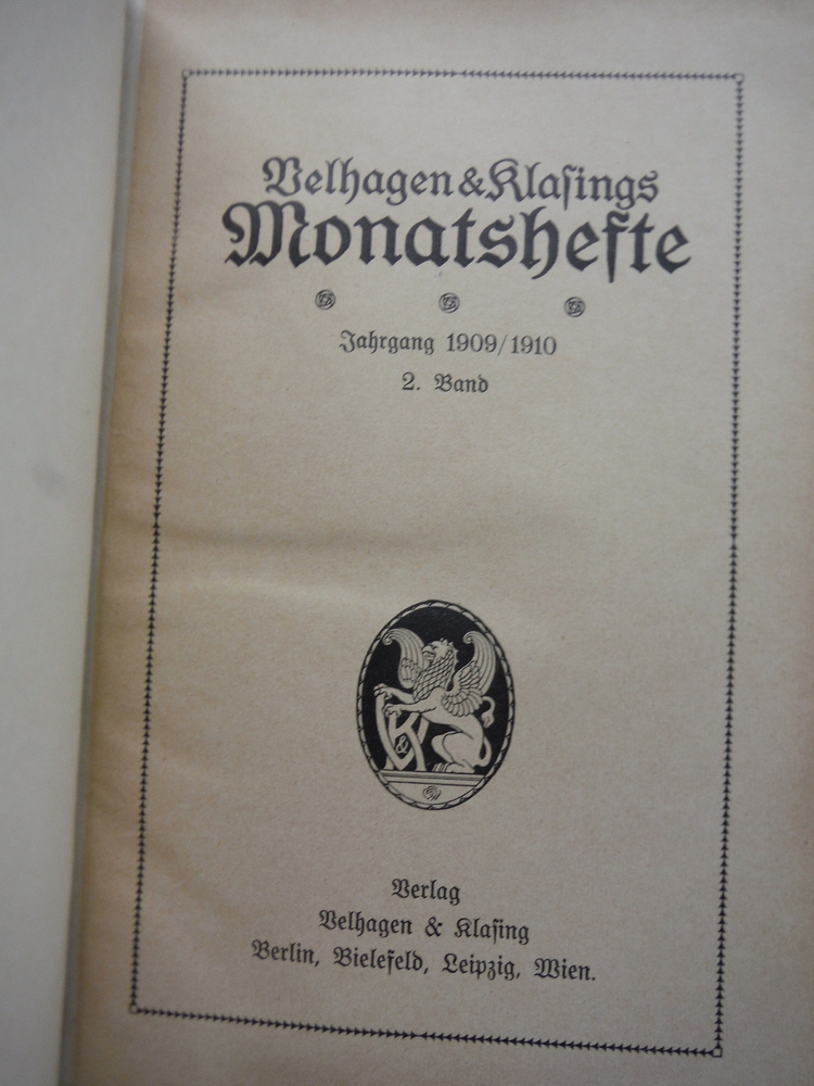 Image 1 of Velhagen & Klasings Monatshefte - XXIV Jahrgang 1909/1910 -2. Band