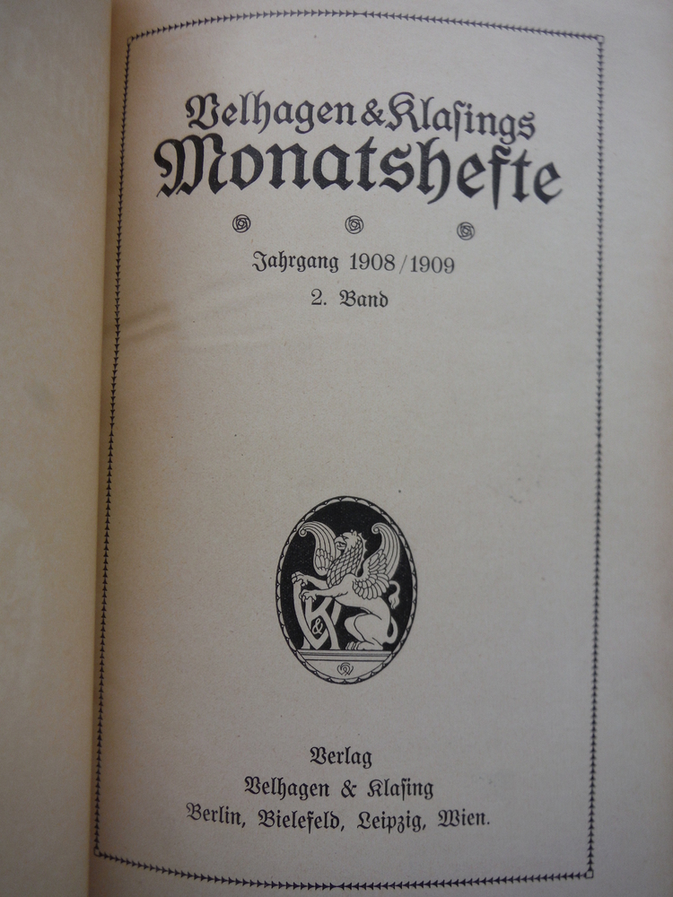 Image 1 of Velhagen & Klasings Monatshefte - XXIII Jahrgang 1908/1909 -2. Band