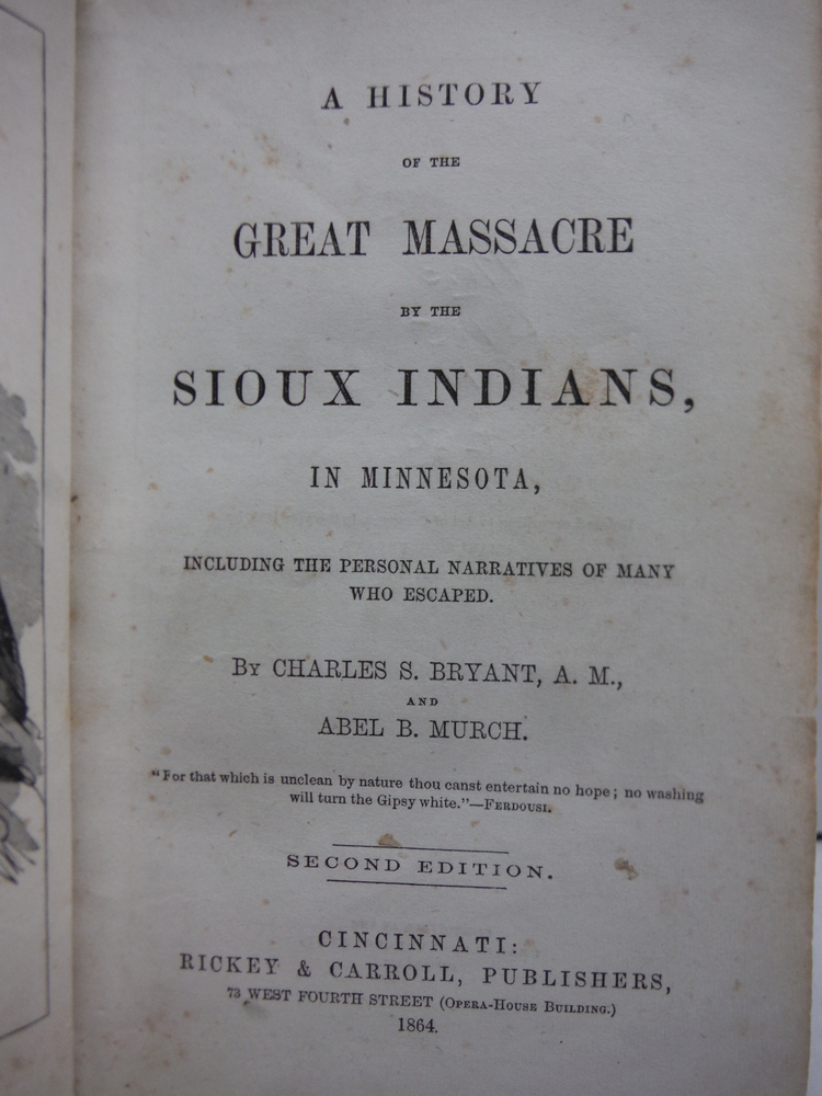 Image 1 of A History of the Great Massacre of the Sioux Indians in Minnesota