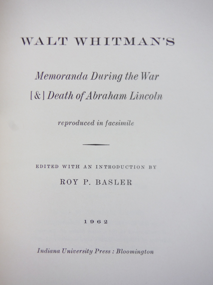 Image 1 of Walt Whitman's Memoranda During the War & Death of Abraham Lincoln