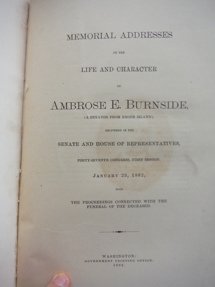 Image 1 of Memorial Addresses on the Life and Character of Ambrose E. Burnside, Delivered i