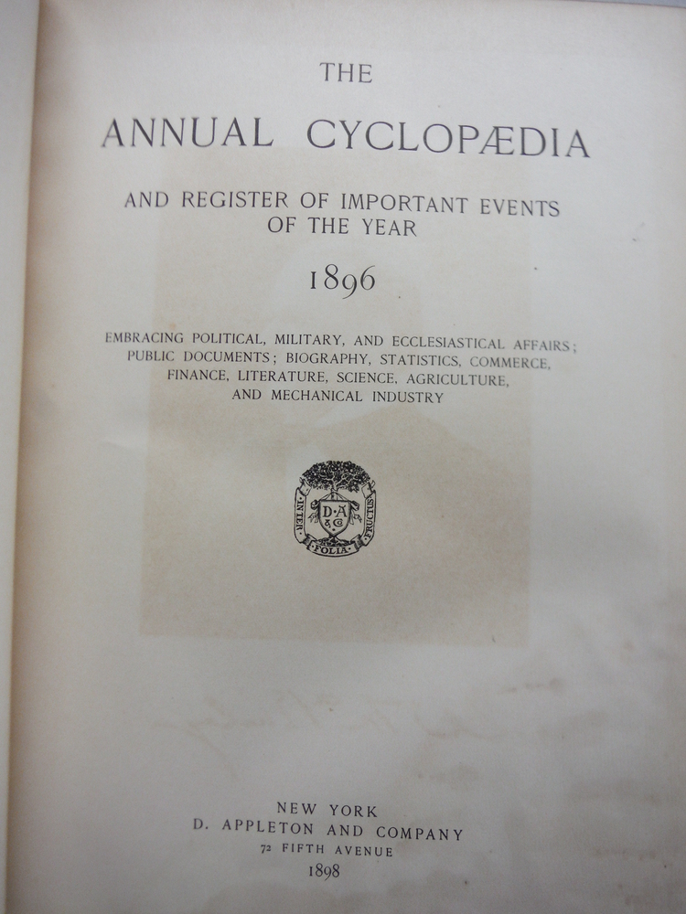 Image 1 of Appletons' Annual Cyclopaedia and Register of Important Events of the Year 1896 