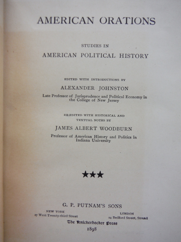 Image 1 of American Orations Studies in American Political History Third Series- The Anti-S