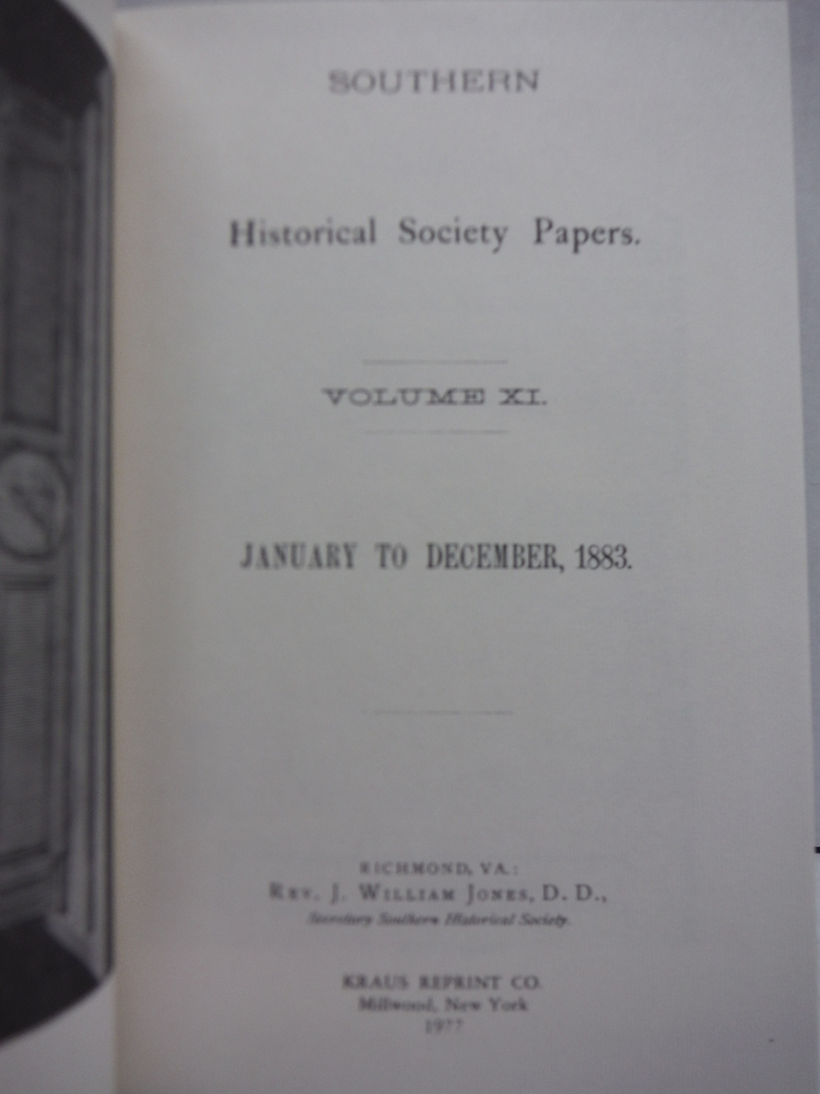 Image 1 of Southern Historical Society Papers, Vol. XI (January to December, 1883)