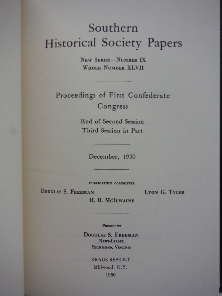 Image 1 of SOUTHERN HISTORICAL SOCIETY PAPERS, VOL. XLVII (47)  1930