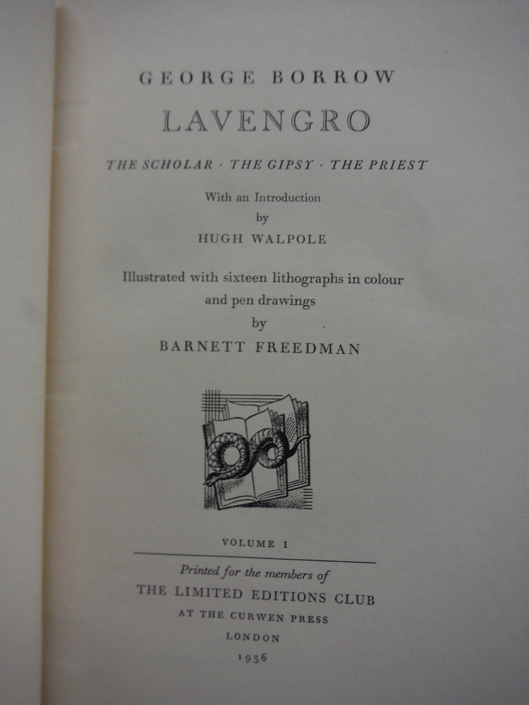 Image 1 of LAVENGRO. The Scholar. The Gipsy. The Priest. With an Introduction by Hugh Walpo