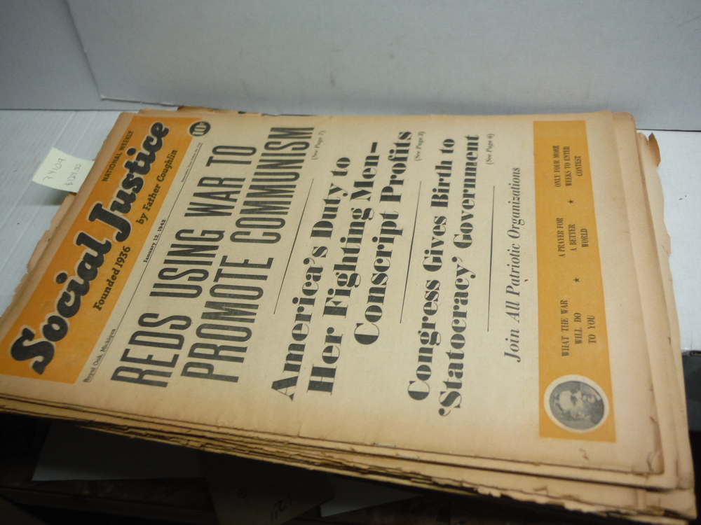 Image 0 of Social Justice National Weekly Founded 1936 by Father Caughlin - 14 issues 1942