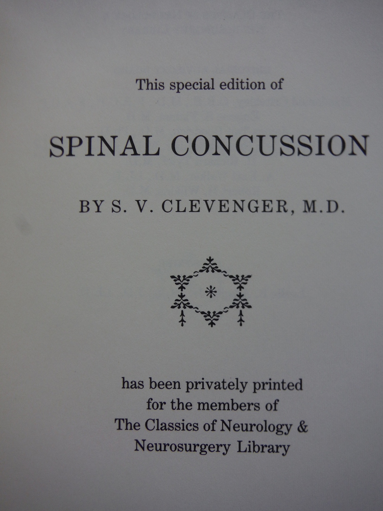 Image 1 of Spinal concussion (The Classics of neurology and neurosurgery library)