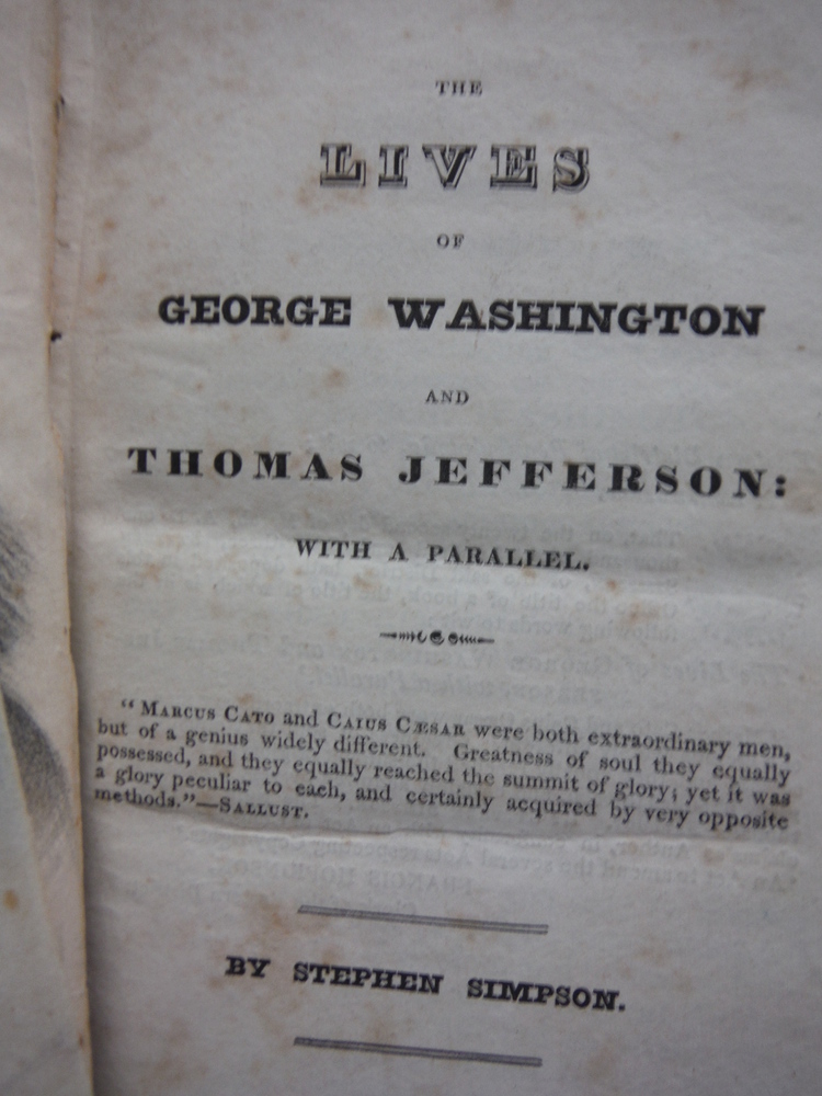 Image 1 of The Lives Of George Washington And Thomas Jefferson: With A Parallel (1833)