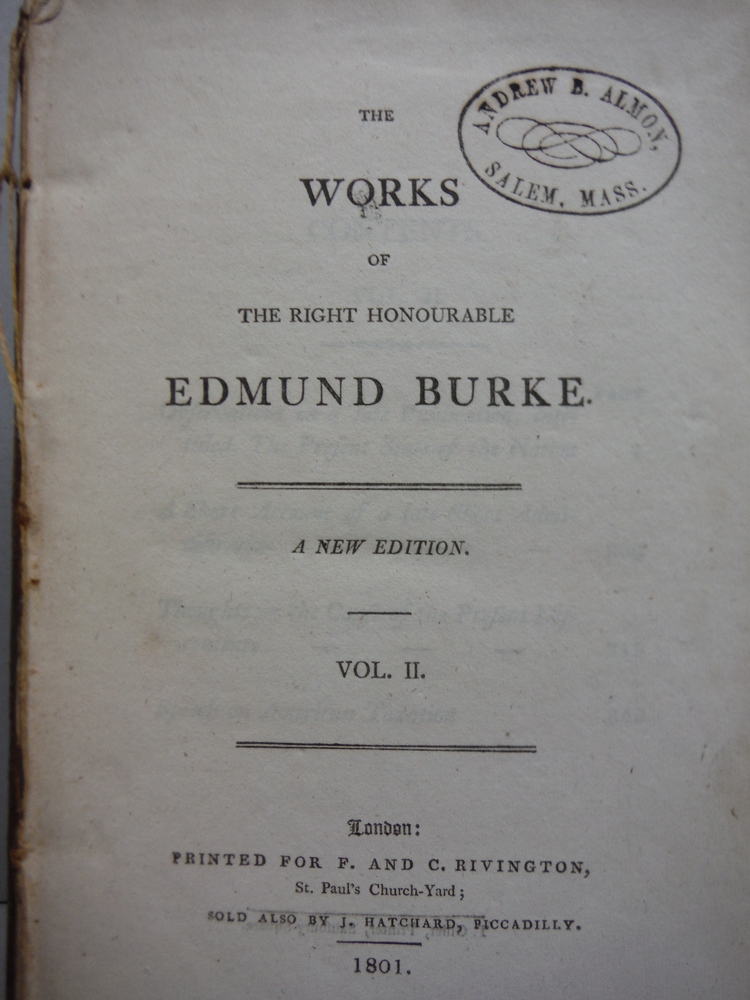 Image 3 of THE WORKS OF THE RIGHT HONOURABLE EDMUND BURKE: A NEW EDITION IN 10 VOUMES (6 Vo