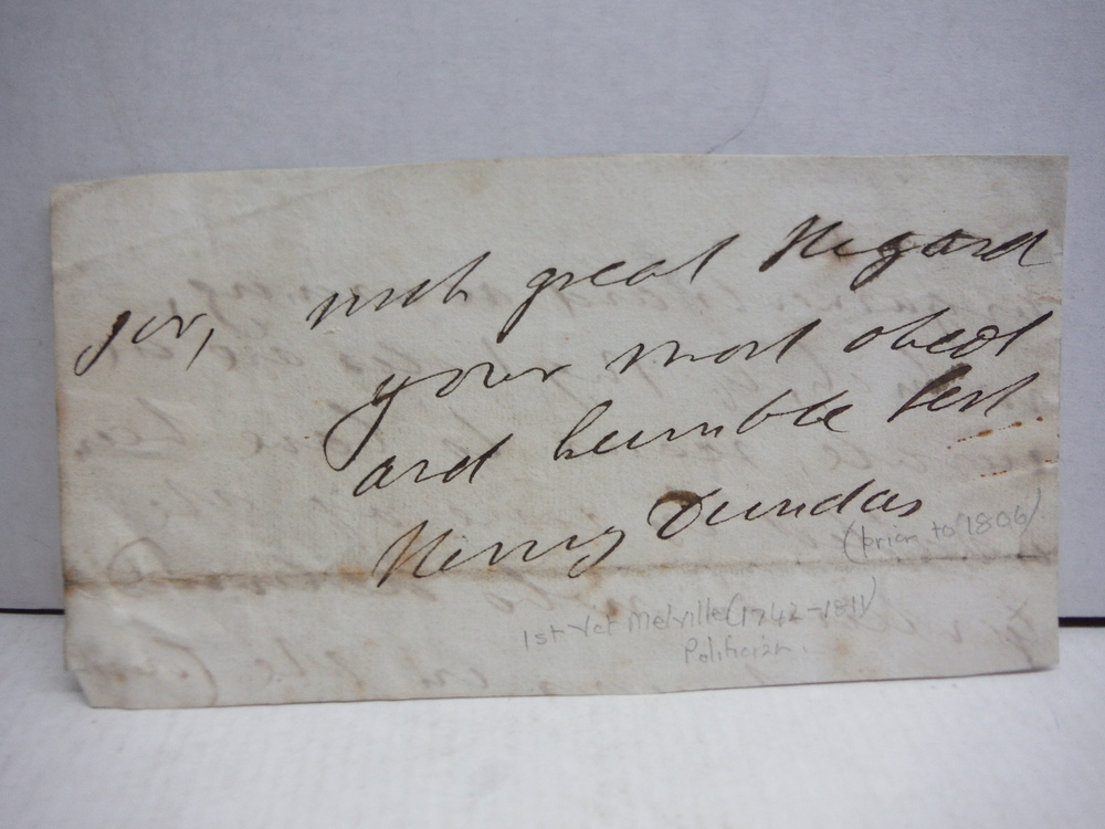 Image 0 of HENRY DUNDAS 1st Viscount Melville - signed letter fragment circa 1800
