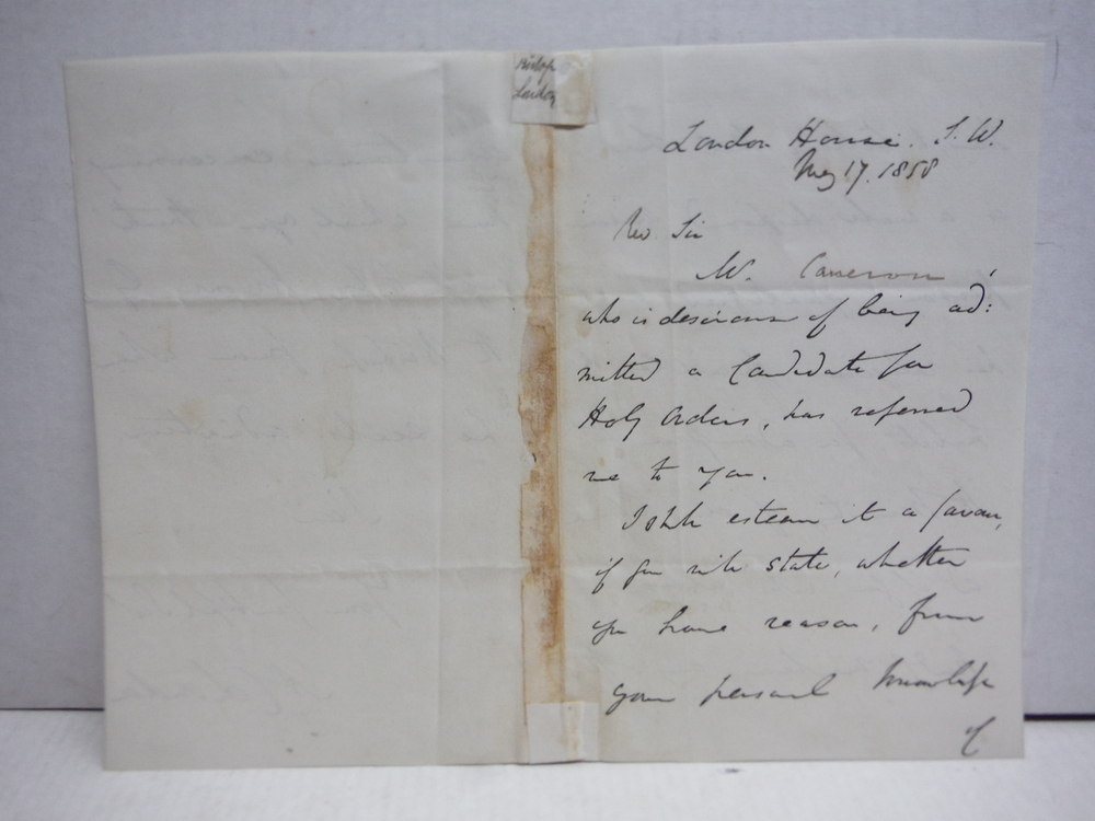 Image 1 of ARCHIBALD CAMPBELL TAIT, Archbishop of Canterbury -  Signed letter 1858