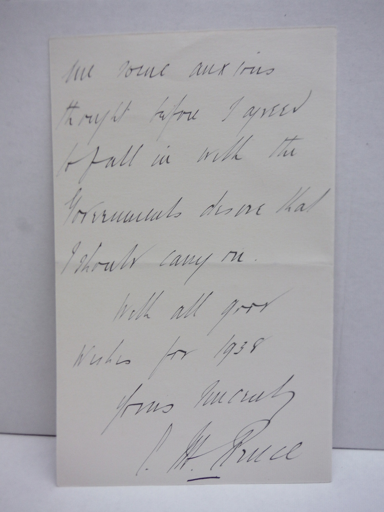 Image 0 of STANLEY MELBOURNE, VISCOUNT BRUCE -  Signed letter January 5, 1938, with LOA