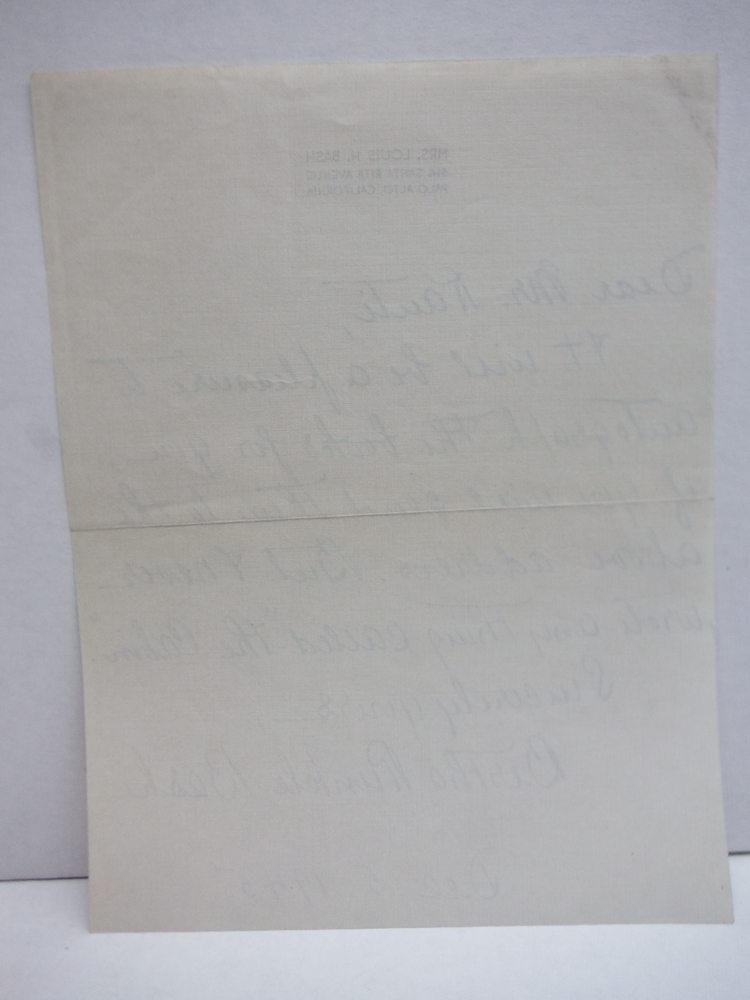 Image 1 of BERTHA RUNKLE BASH - signed letter December 5, 1945