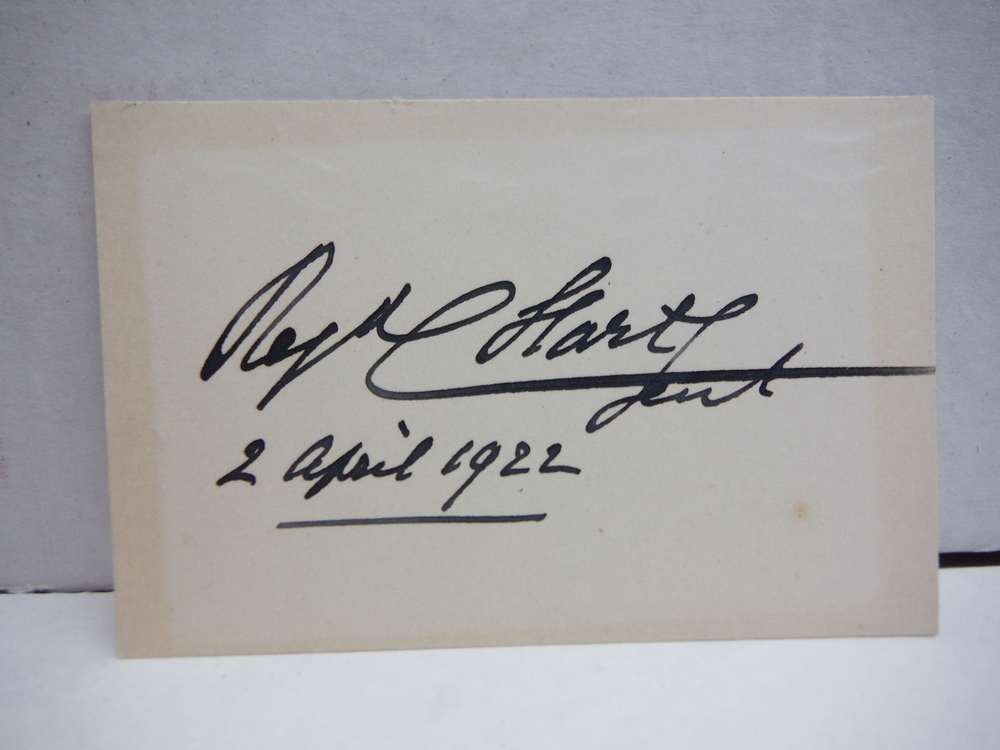 Image 0 of SIR RAYMUND GEORGE HART,  autographed card dated 2 April 1922