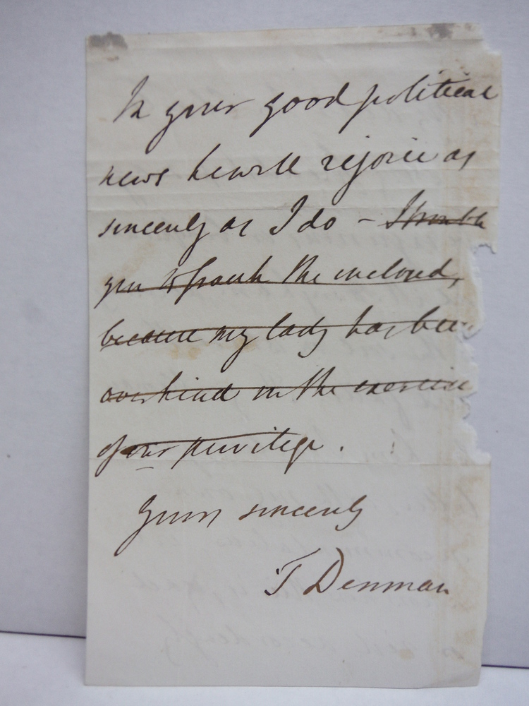 Image 0 of THOMAS DENMAN, Baron Denman Signed letter and envelope (1830)