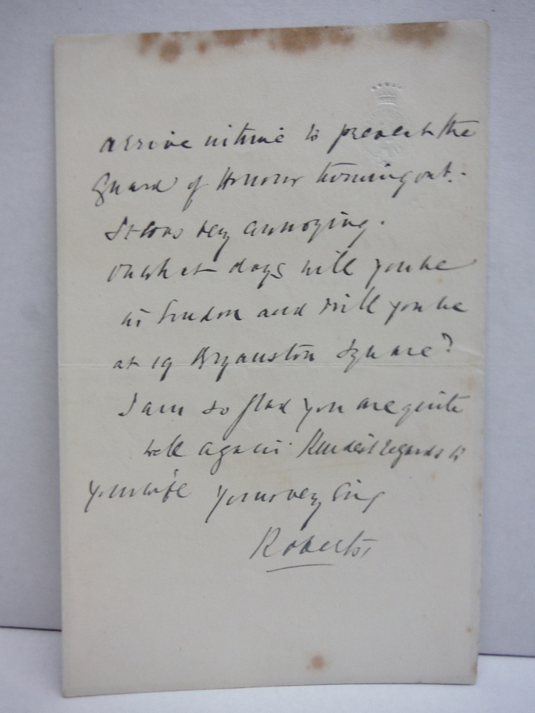 1910 ORIGINAL SIGNED LETTER OF FIELD MARSHAL FREDERICK ROBERTS, FIRST EARL ROBER