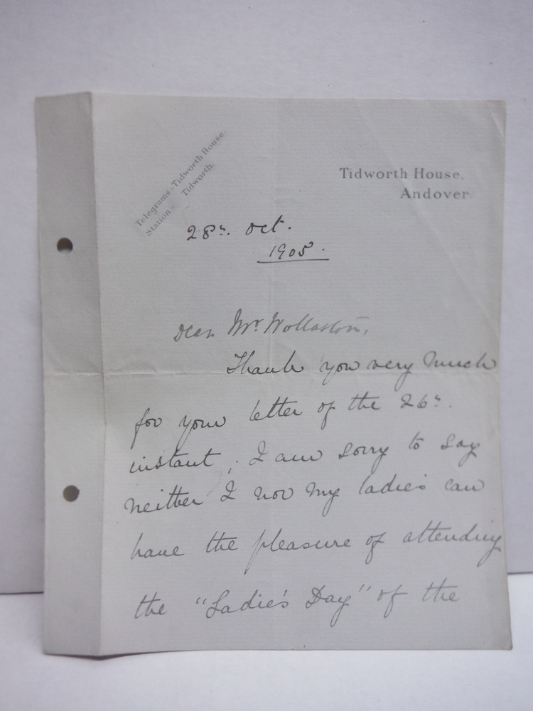 1905 ORIGINAL SIGNED LETTER OF FIELD MARSHAL FREDERICK ROBERTS, FIRST EARL ROBER