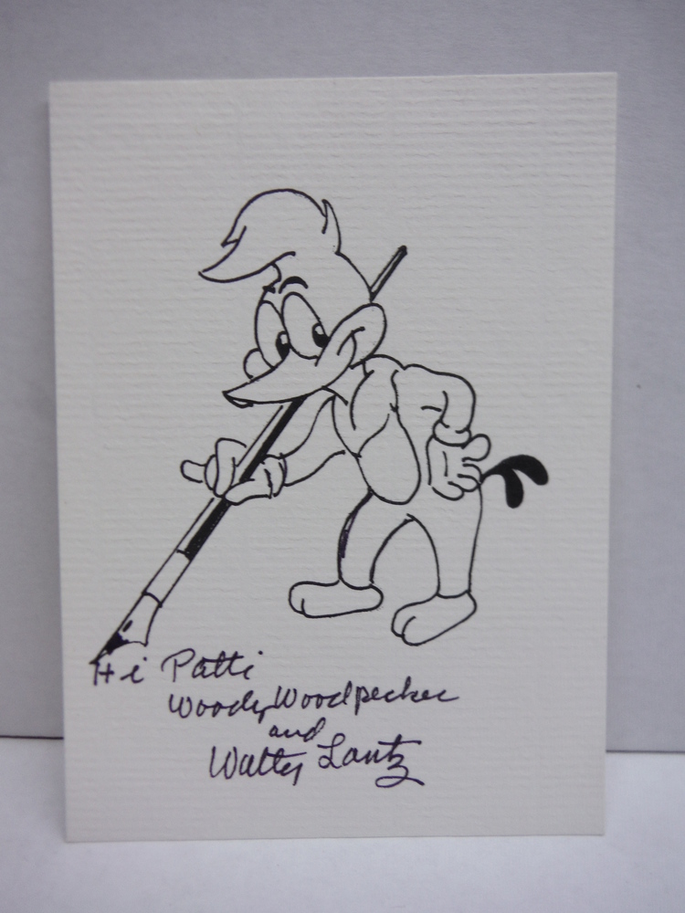 Image 0 of WALTER LANTZ AUTOGRAPHED DRAWING OF WOODY WOODPECKER