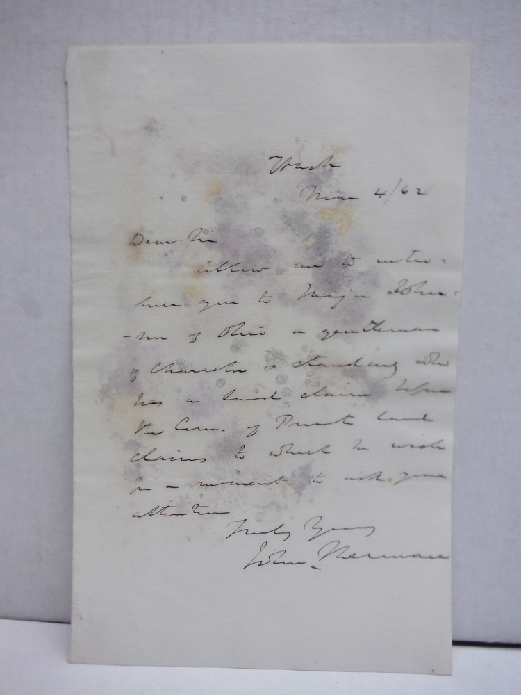 Image 1 of 1862 JOHN SHERMAN SIGNED HANDWRITTEN LETTER
