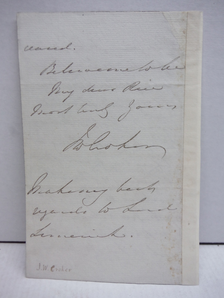 Image 1 of 1828 JOHN WATSON CROKER HANDWRITTEN SIGNED LETTER