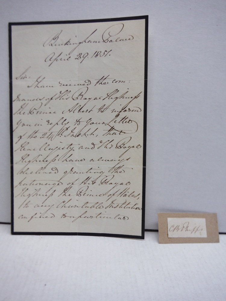 1851 CHARLES BEAUMONT PHIPPS BUCKINGHAM PALACE LETTER