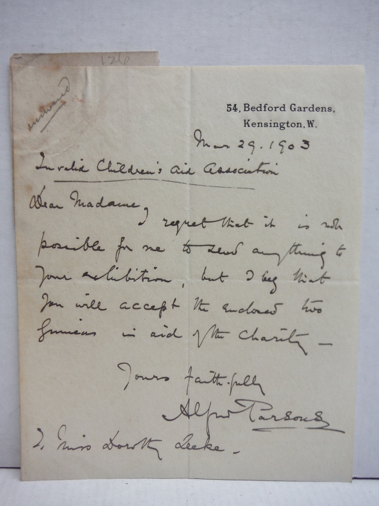 Image 0 of ALFRED PARSONS  HANDWRITTEN SIGNED LETTER