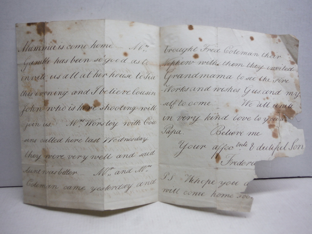 Image 1 of 1828: LADY FOWKE - LETTER FROM SON