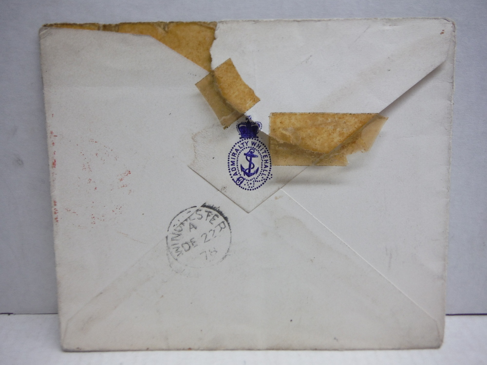Image 1 of 1878:  WILLIAM HENRY SMITH - ADMIRALTY SIGNED ENVELOPE