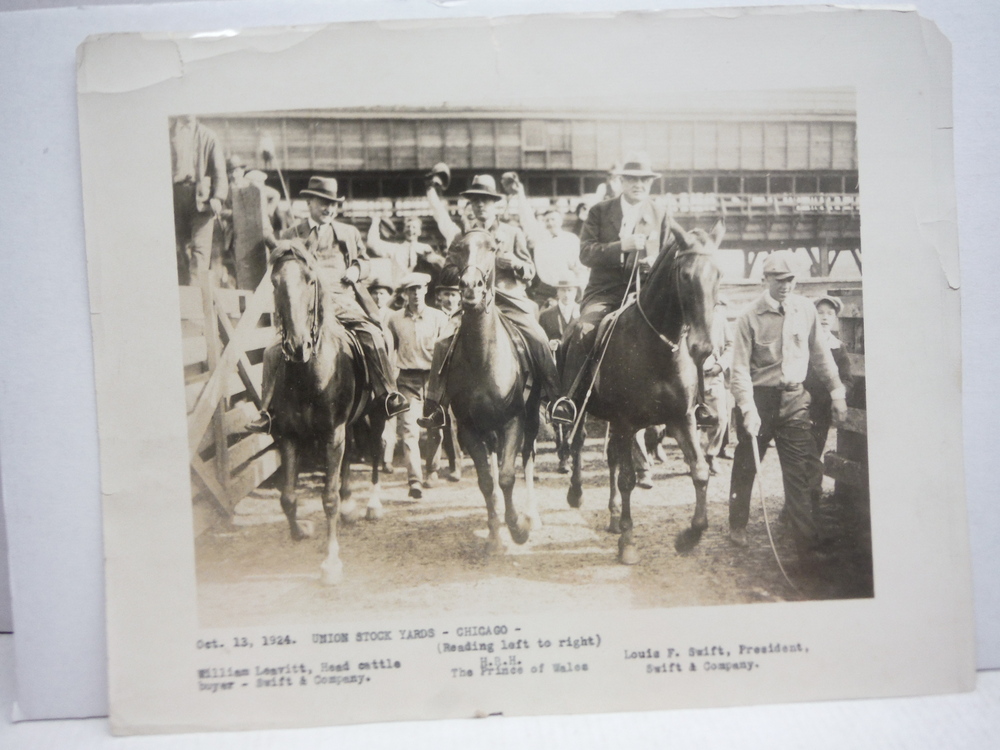 Image 0 of 1924: H.R.H. PRINCE OF WALES (EDWARD VIII) PHOTOGRAPH AT CHICAGO STOCKYARDS