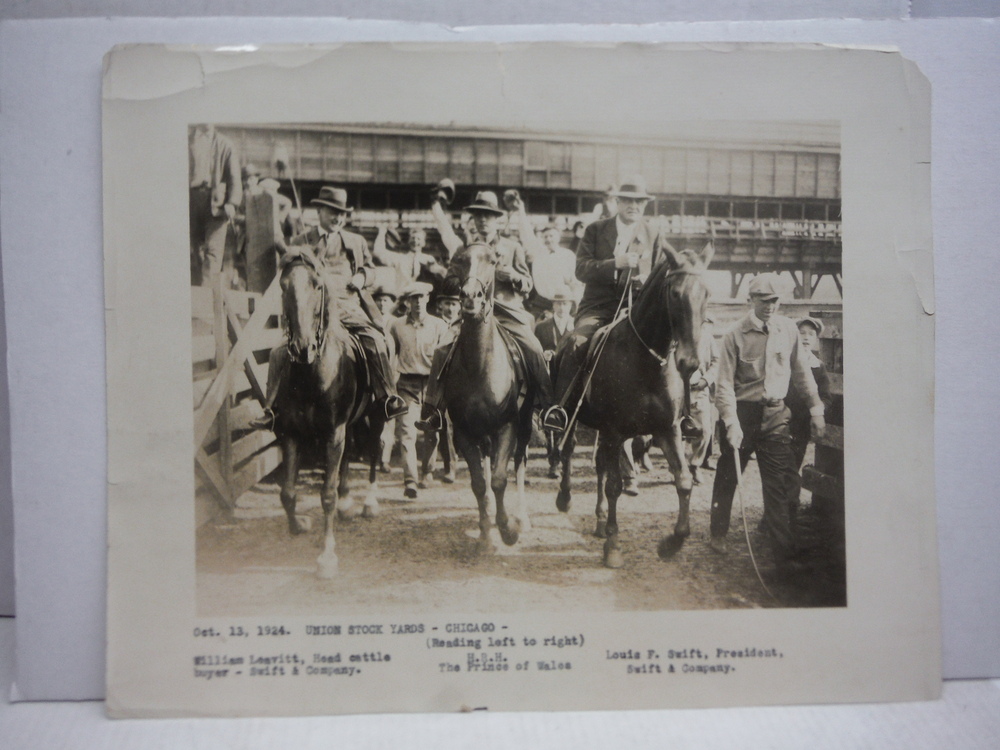 Image 1 of 1924: H.R.H. PRINCE OF WALES (EDWARD VIII) PHOTOGRAPH AT CHICAGO STOCKYARDS