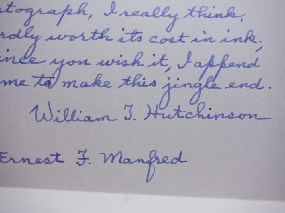 Image 2 of WILLIAM T. HUTCHiNSON, AUTHOR AUTOGRAPHED LETTER
