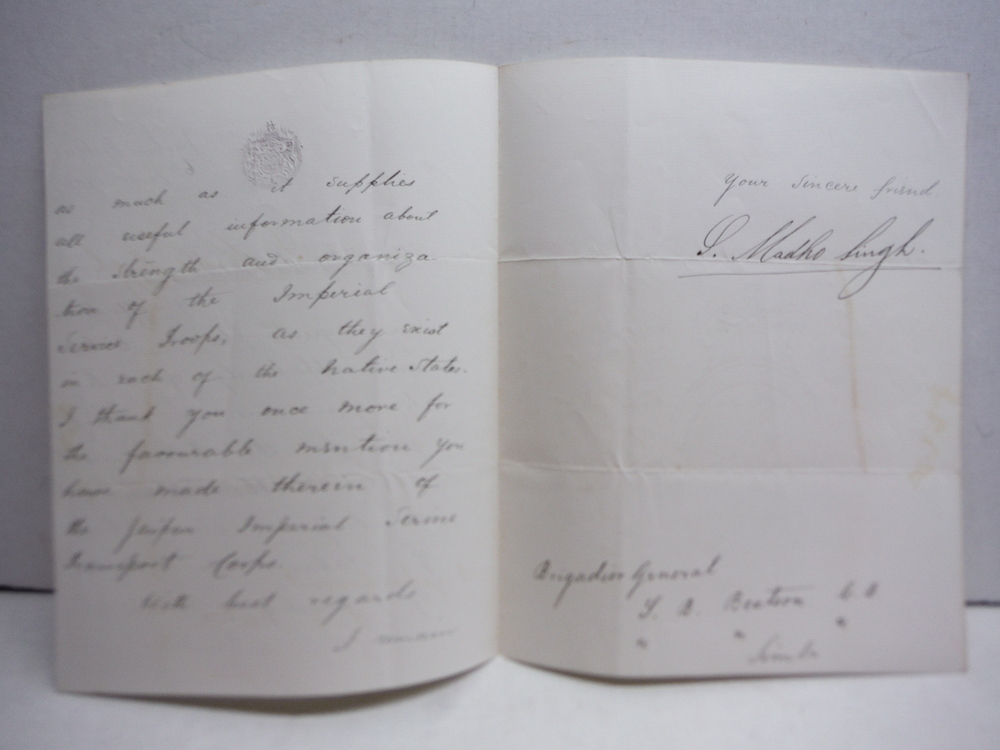 Image 1 of 1904: S. MADHO SINGH - JAIPUR PALACE HANDWRITTEN LETTER
