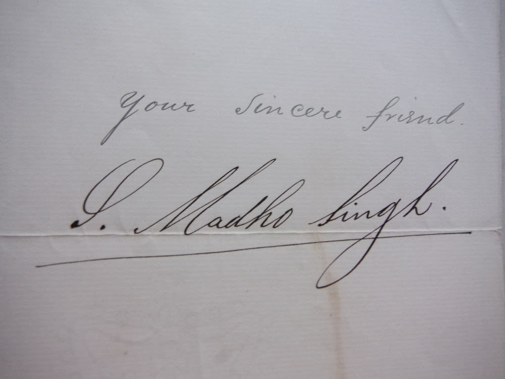 Image 2 of 1904: S. MADHO SINGH - JAIPUR PALACE HANDWRITTEN LETTER