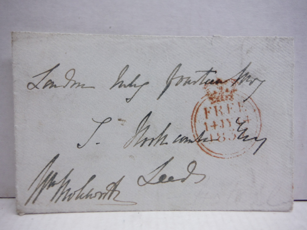 1837:SIR WILLIAM MOLESWORTH - ENGLISH PUBLISHER   SIGNED POSTAL PANEL