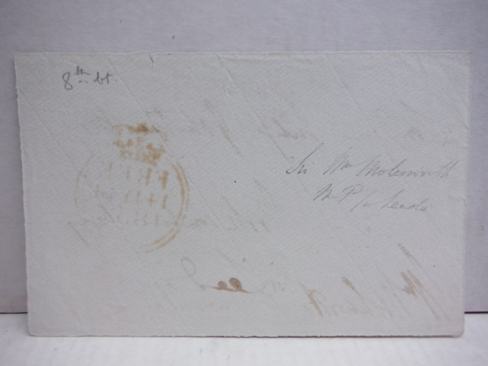 Image 1 of 1837:SIR WILLIAM MOLESWORTH - ENGLISH PUBLISHER   SIGNED POSTAL PANEL