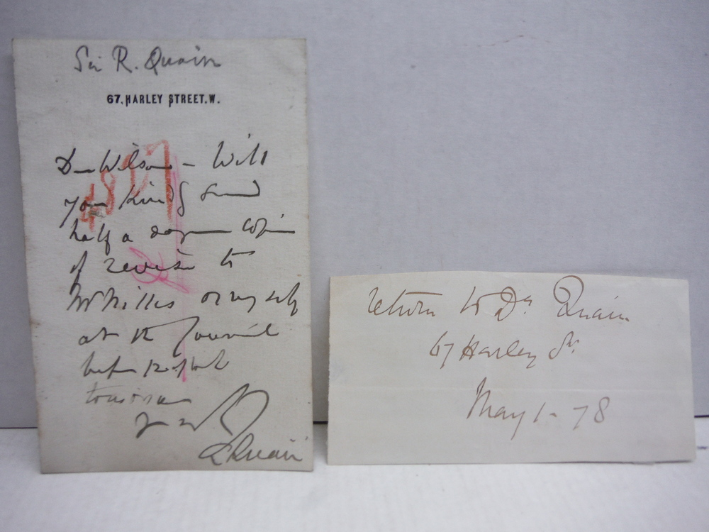 Image 0 of SIR RICHARD QUAIN - PHYSICIAN HANDWRITTEN LETTER AND AUTOGRAPH