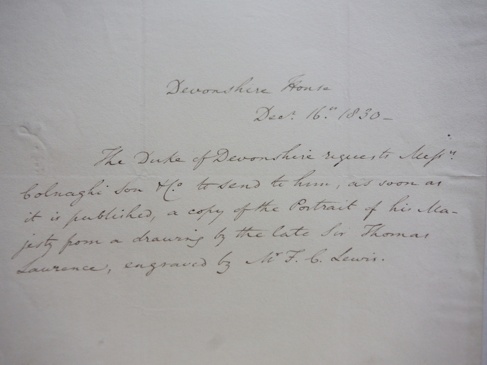 Image 2 of 1830: WILIAM CAVENDISH, 6TH DUKE OF DEVONSHIRE HANDWRITTEN LETTER
