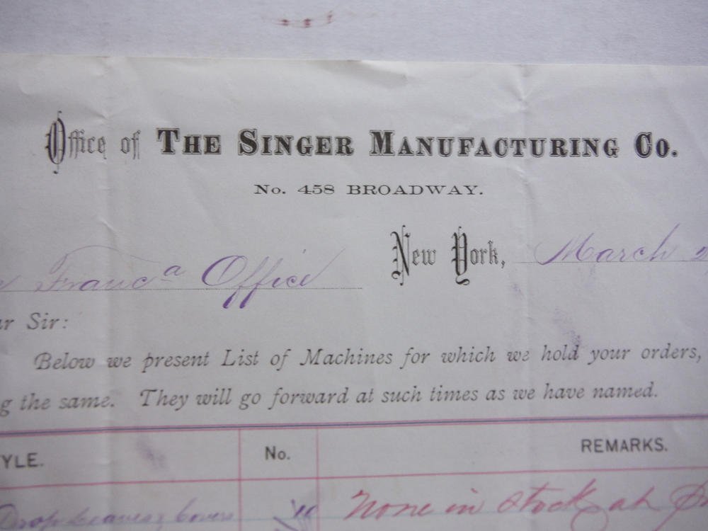 Image 2 of 1873: SINGER MANUFACTURING CO. SIGNED LETTER