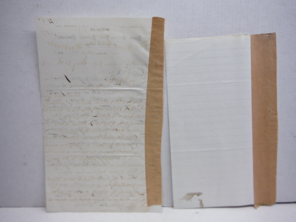 Image 2 of 1866: UNION BUTTON-HOLE AND EMBROIDERY CO. HANDWRITTEN LETTERS (2)