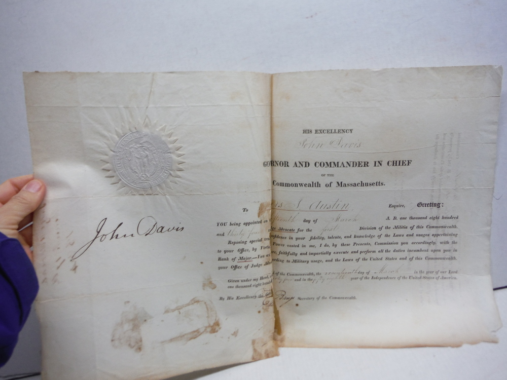 1834: JOHN DAVIS - GOVERNOR SIGNED PROCLAMATION