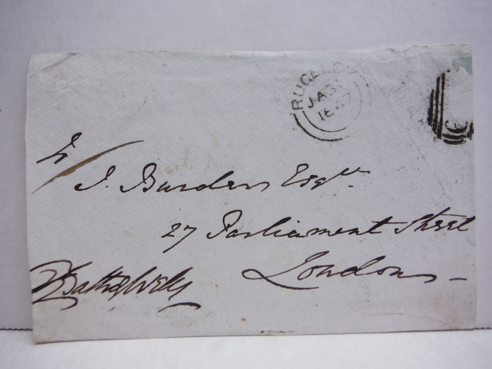 1847: RICHARD BAGOT, BISHOP OF OXFORD HANDWRITTEN POSTAL PANEL