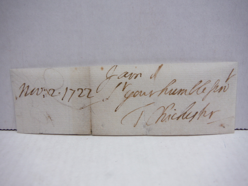 1722: TOM BOWERS, BISHOP OF CHICHESTER AUTOGRAPH