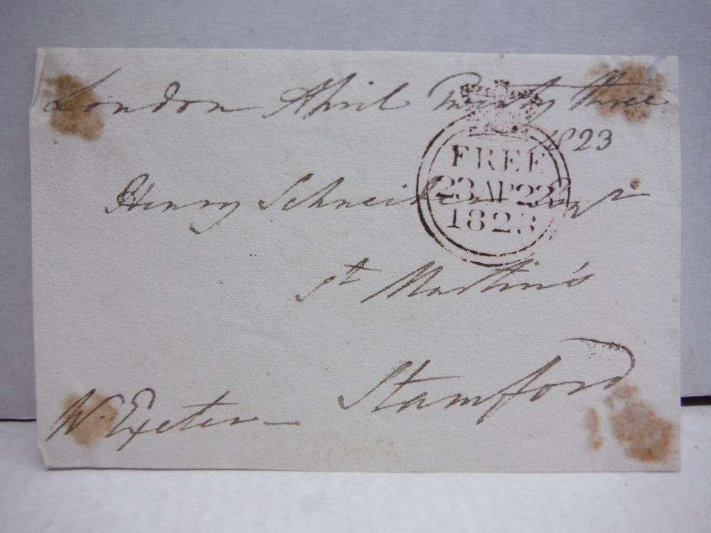 1823: WILLIAM CAREY, BISHOP HANDWRITTEN POSTAL PANEL