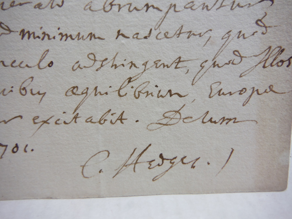 Image 1 of 1701: SIR CHARLES HEDGES HANDWRITTEN LETTER