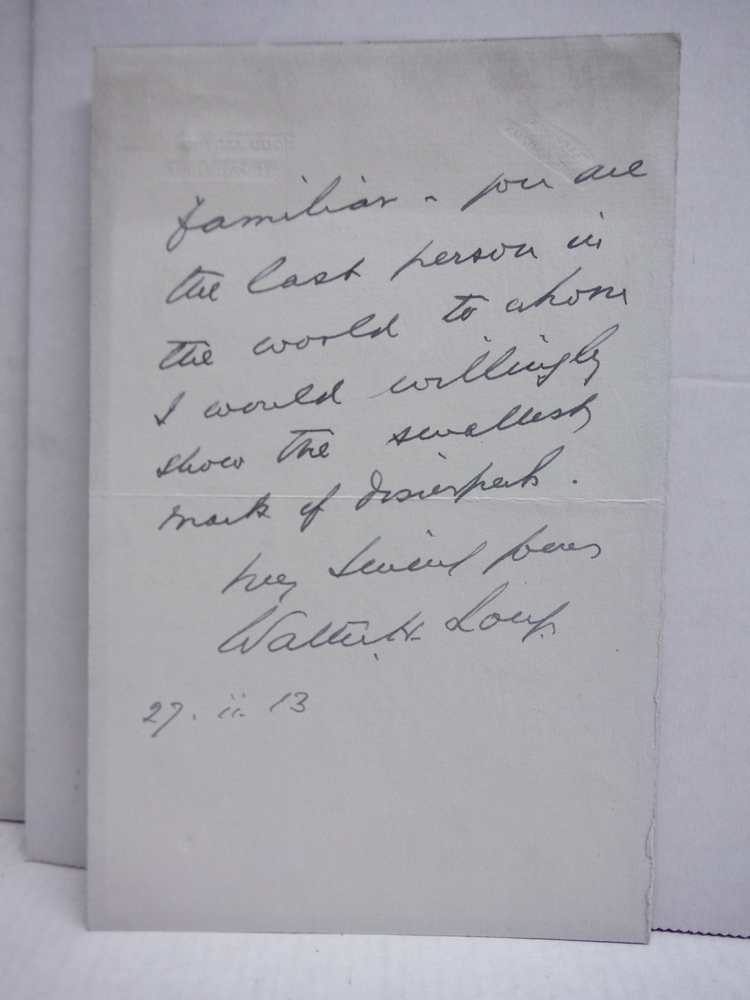 Image 1 of 1913: WALTER HUME LONG, HANDWRITTEN LETTER