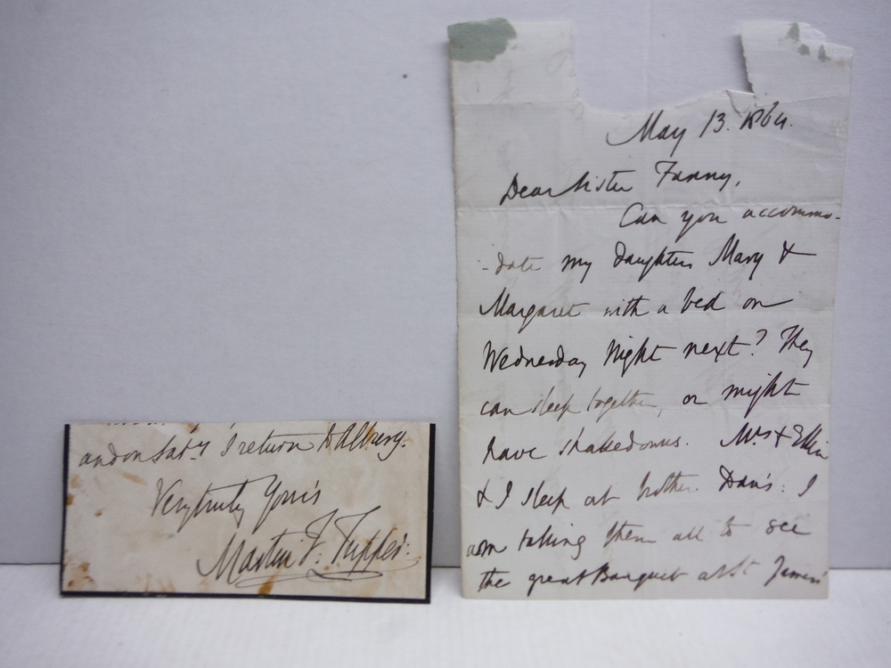 1864: MARTIN FARQUAHAR TUPPER - ENGLISH WRITER -  HANDWRITTEN LETTERS (2